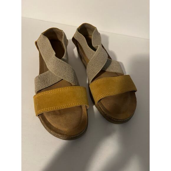 BioNatura Women's Leather Elastic Straps Crossed On Sandals Yellow/Beige Size 39 - Picture 2 of 10